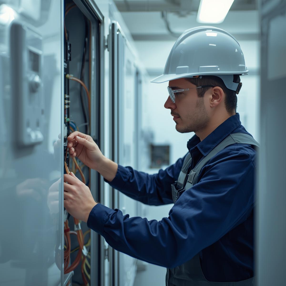 Teknik Elektrik - Modern elektrik teknisyeni dijital elektrik panosu ile çalışıyor, Gaziosmanpaşa elektrikçi